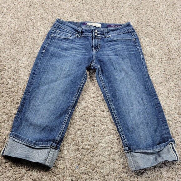 Vigoss Jeans Womens 7 Capri Dark Wash Embellished Denim - Picture 1 of 8